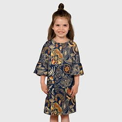 Платье клеш для девочки Узор орнамент цветы этно, цвет: 3D-принт — фото 2