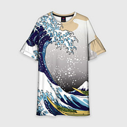 Платье клеш для девочки The great wave off kanagawa, цвет: 3D-принт