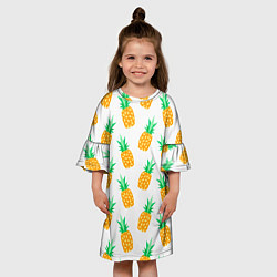 Платье клеш для девочки Ананасы, цвет: 3D-принт — фото 2