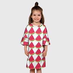 Платье клеш для девочки Арбузы, цвет: 3D-принт — фото 2