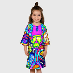 Платье клеш для девочки КИСЛОТНЫЕ РИСУНОК, цвет: 3D-принт — фото 2
