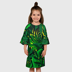 Платье клеш для девочки В джунглях, цвет: 3D-принт — фото 2
