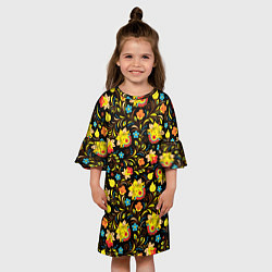 Платье клеш для девочки Яркая Хохлома, цвет: 3D-принт — фото 2