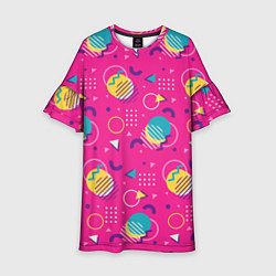 Платье клеш для девочки Memphis 80s funky art, цвет: 3D-принт