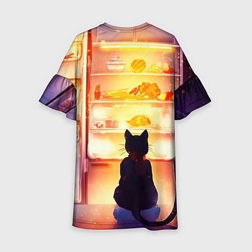 Детское платье Черный кот холодильник ночь / 3D-принт – фото 2