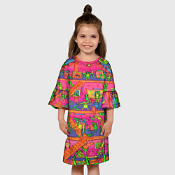 Платье клеш для девочки ИНОПЛАНЕТЯНЕ КИСЛОТА, цвет: 3D-принт — фото 2