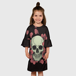 Платье клеш для девочки Skull in red 2, цвет: 3D-принт — фото 2