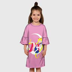 Платье клеш для девочки Сейлор мун, цвет: 3D-принт — фото 2