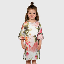 Платье клеш для девочки Нежный букет, цвет: 3D-принт — фото 2