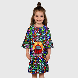 Платье клеш для девочки Among Us SHHHHHHH!, цвет: 3D-принт — фото 2