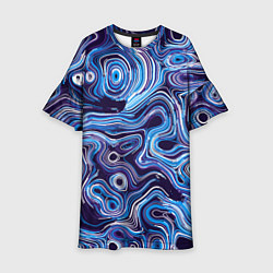 Платье клеш для девочки Синие линии, цвет: 3D-принт