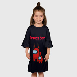 Платье клеш для девочки Among us Impostor, цвет: 3D-принт — фото 2