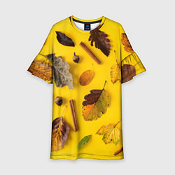 Платье клеш для девочки Гербарий, цвет: 3D-принт