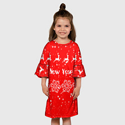 Платье клеш для девочки Happy New Year, цвет: 3D-принт — фото 2