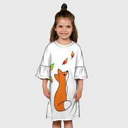 Платье клеш для девочки Лиса С Листиками, цвет: 3D-принт — фото 2