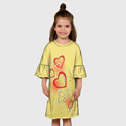 Платье клеш для девочки Сердечки в лимонаде, цвет: 3D-принт — фото 2