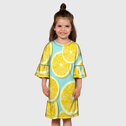 Платье клеш для девочки Лимончики, цвет: 3D-принт — фото 2