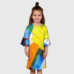 Платье клеш для девочки Геометрический хаос, цвет: 3D-принт — фото 2