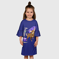 Платье клеш для девочки Крыса и бык, цвет: 3D-принт — фото 2