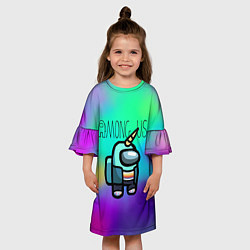 Платье клеш для девочки Among Us Unicorn Z, цвет: 3D-принт — фото 2
