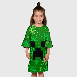 Платье клеш для девочки ЗИМНИЙ MINECRAFT, цвет: 3D-принт — фото 2