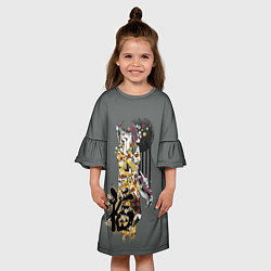 Платье клеш для девочки Гейша, цвет: 3D-принт — фото 2