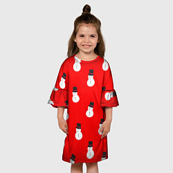 Платье клеш для девочки Снеговики, цвет: 3D-принт — фото 2