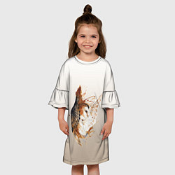 Платье клеш для девочки Летящая сова рисунок, цвет: 3D-принт — фото 2