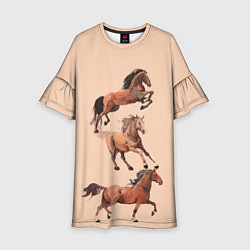 Платье клеш для девочки Три коня, цвет: 3D-принт