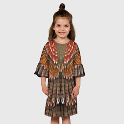 Платье клеш для девочки Оперение: орел, цвет: 3D-принт — фото 2