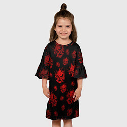 Платье клеш для девочки RED SAMURAI PATTERN, цвет: 3D-принт — фото 2