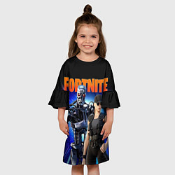 Платье клеш для девочки Fortnite терминатор, цвет: 3D-принт — фото 2