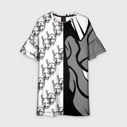 Платье клеш для девочки DEMON BLACKWHITE, цвет: 3D-принт