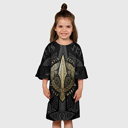 Платье клеш для девочки Кельтские ястребы, цвет: 3D-принт — фото 2