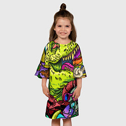 Платье клеш для девочки Тираннозавр, цвет: 3D-принт — фото 2