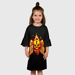 Платье клеш для девочки Skull Heart, цвет: 3D-принт — фото 2