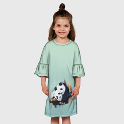 Платье клеш для девочки Акварельные панды, цвет: 3D-принт — фото 2