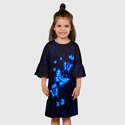 Платье клеш для девочки Неоновые бабочки, цвет: 3D-принт — фото 2
