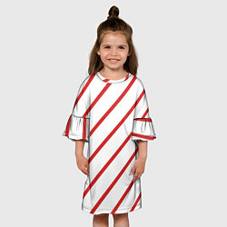 Платье клеш для девочки Полосы красные на белом, цвет: 3D-принт — фото 2