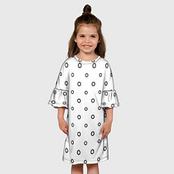 Платье клеш для девочки Черно-белый узор в горошек, цвет: 3D-принт — фото 2