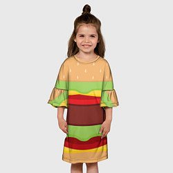 Платье клеш для девочки Бургер, цвет: 3D-принт — фото 2