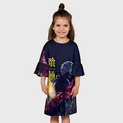 Платье клеш для девочки Канеки Кен Токийский гуль, цвет: 3D-принт — фото 2