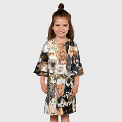 Платье клеш для девочки Котики смешные, цвет: 3D-принт — фото 2