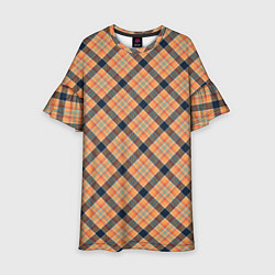 Платье клеш для девочки Узор в клетку, цвет: 3D-принт