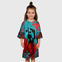 Платье клеш для девочки Сиреноголовый и Лошадь монстры, цвет: 3D-принт — фото 2