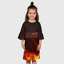 Платье клеш для девочки Valheim огненный лого, цвет: 3D-принт — фото 2