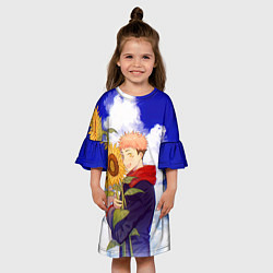 Платье клеш для девочки Магическая битва Подсолнухи, цвет: 3D-принт — фото 2