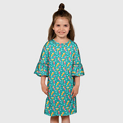Платье клеш для девочки Летняя текстура, цвет: 3D-принт — фото 2