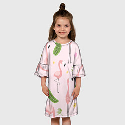 Платье клеш для девочки Фламинго, цвет: 3D-принт — фото 2