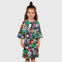 Платье клеш для девочки Geometry Dash Pattern Z, цвет: 3D-принт — фото 2